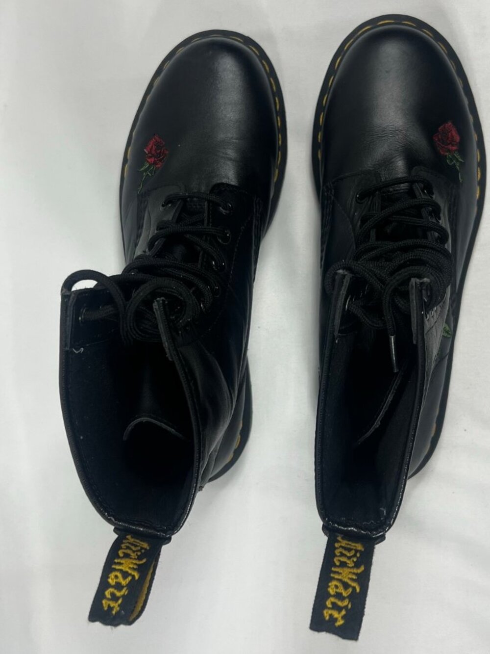 Dr. Martens Boots Womens 1460 Vonda Combat Leather Floral Embroidered 10 Grunge - Picture 7 of 9